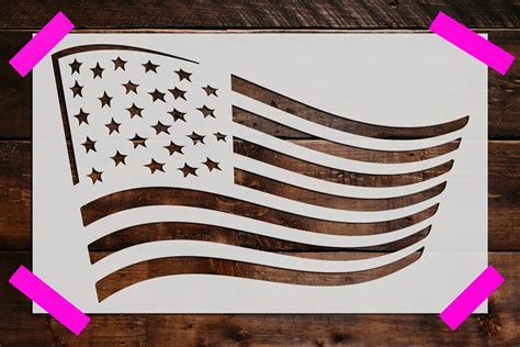 United States Flag Waving Stencil Reusable U S Flag Wave Etsy