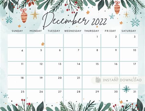 Editable December 2022 Calendar December 2022 Calendar Printable