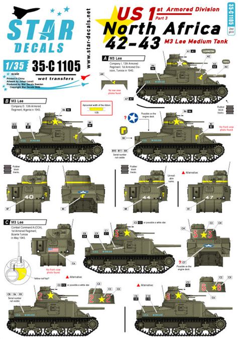 Us 1st Armoured Division 3 M3 Lee Medium Tank North Africa 1942 43