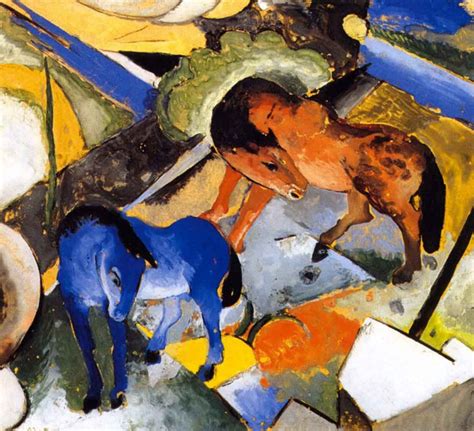 Two Horses In Landscape By Franz Marc Print Or Painting Reproduction