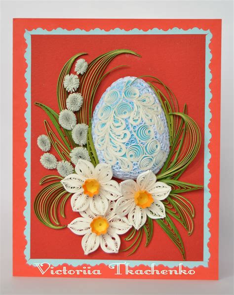 Easter Quilling Card Easter Day Quilling Card Red Blue 3d Easter