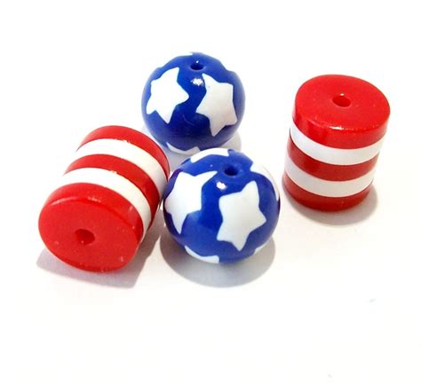 Red And White Striped Beads And Blue With Stars Handmade From Etsy