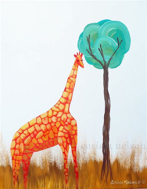 Giraffe Painting 11x14 Original Acrylic On Canvas Kid Art