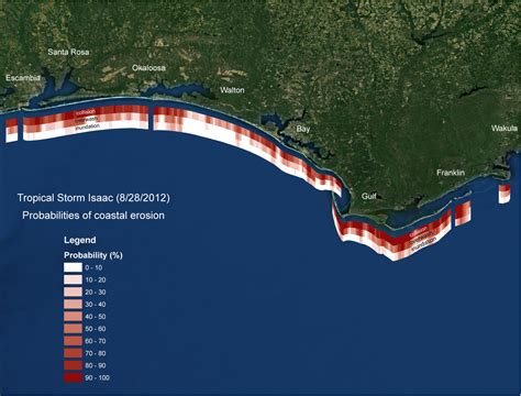 Probabilities Of Coastal Erosion Hurricane Isaac Fl Panhandle Us
