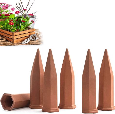 6pcs Plant Self Watering Spikes Wine Bottle Stake Automatic Terracotta