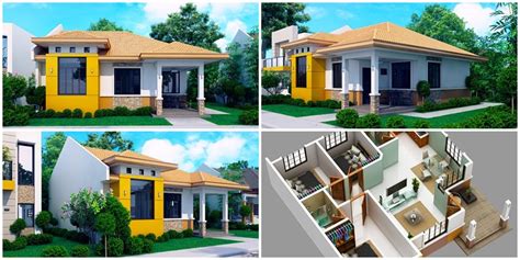Myhouseplanshop Modern Bungalow House Plan With 3d Floor Plans And