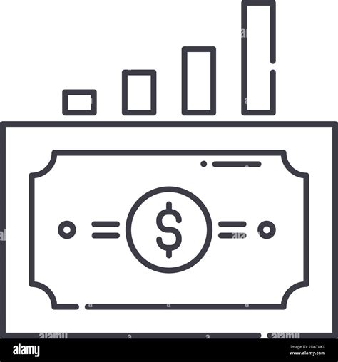 Capital growth icon, linear isolated illustration, thin line vector