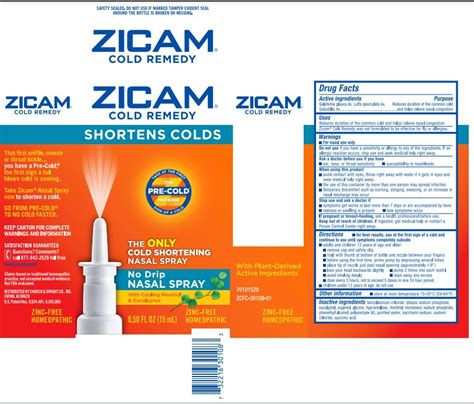 Zicam ® Cold Remedy No Drip Nasal Spray