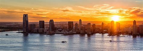 Panoramic View Of Jersey City And The Hudson River At Sunset
