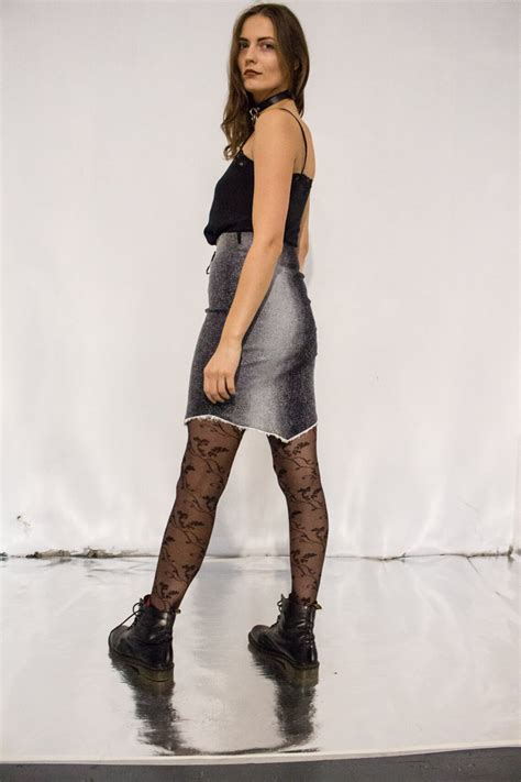Vintage 90s Grunge Grey Lace Up Front Midi Skirt V Shape Etsy