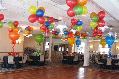 Colorful Balloon Clusters Hanging From Ceiling Hanging Balloons Big