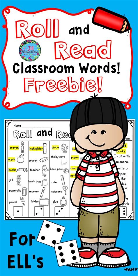 Esl Activities Roll And Read Classroom Words Freebie Esl Games Ell