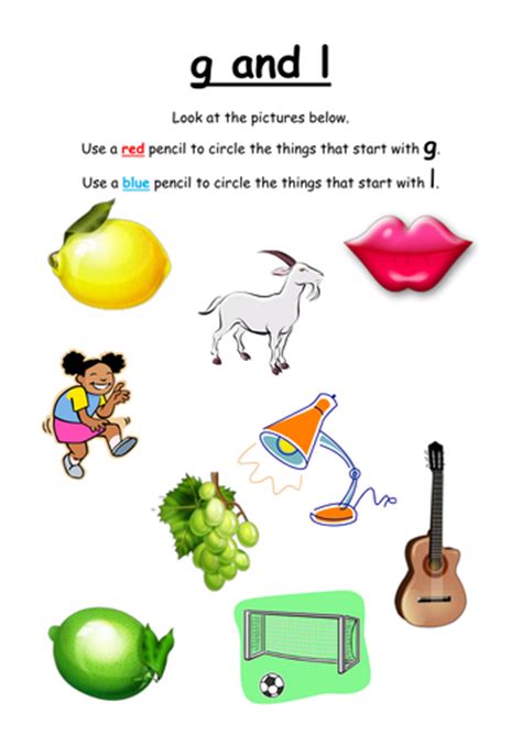 What word starts with g and ends with m? g and l - sort into initial sounds | Teaching Resources
