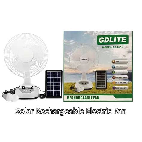 Solar Electric Fan With Charger And 2 Bulbs Direct 220v Solar Panel Charging Fan Emergency Light