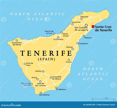 Tenerife Island Political Map Part Of The Canary Islands Spain Stock