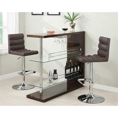 Coaster 3 Piece Bar Table Set In Cappuccino 100166 120355 3pc Pkg