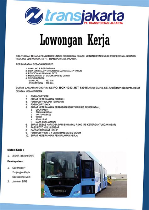 Lihat lowongan kerja di jora. Cara Melamar Lowongan Kerja Transjakarta (Busway) Terbaru ...