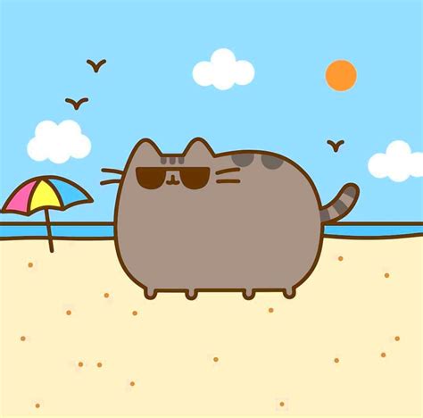 A Cat Wearing Sunglasses On The Beach With An Umbrella