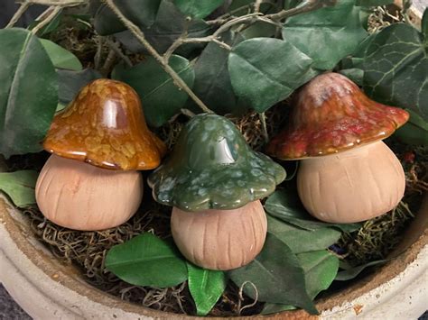 Ceramic Mushroom Garden Art Mushroom Green Copper Or Brown Etsy