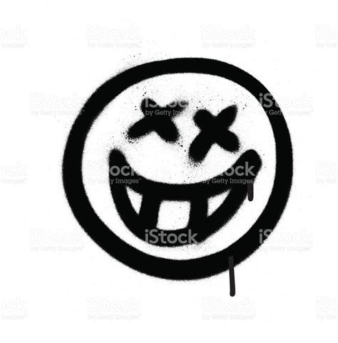 Graffiti Emoji With A Grin Sprayed In Black On White 2020 Çizimler