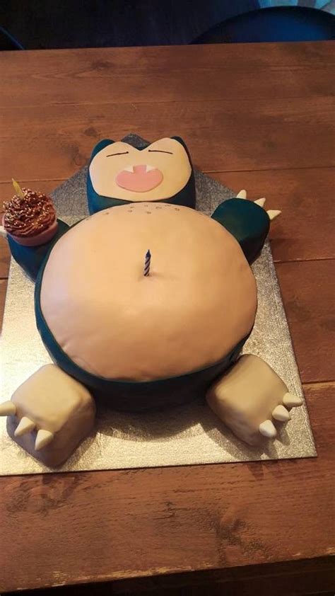 Snorlax Pokemon Cake With Cupcake Pokemon Cake Pokemon Birthday