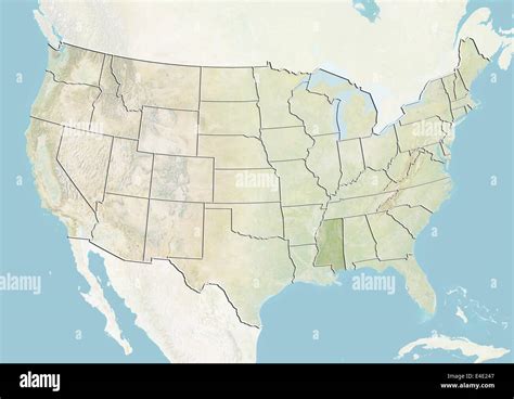 Estados Unidos Y El Estado De Mississippi Mapa En Relieve Fotografía De Stock Alamy