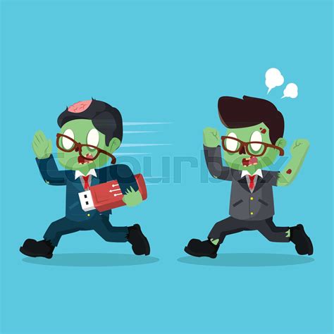 Zombie Businessman Stealing Data With Flashdisk Stock Vector Colourbox