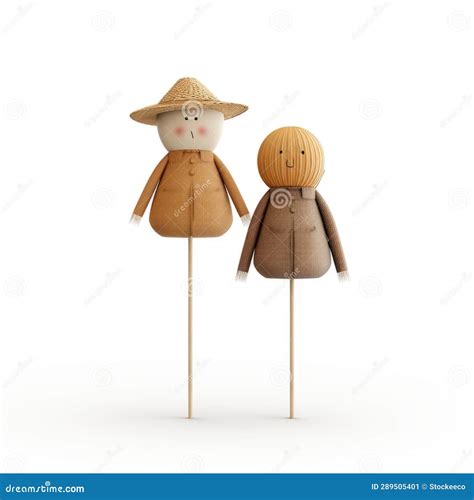 Minimalistic Farm Scarecrow On Stick - Childbook Drawing Style Stock