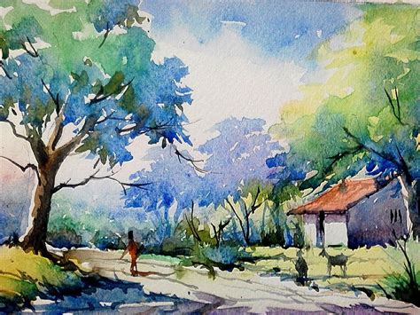 Pin By Artist Raja On Beautiful Watercolors Watercolor Landscape