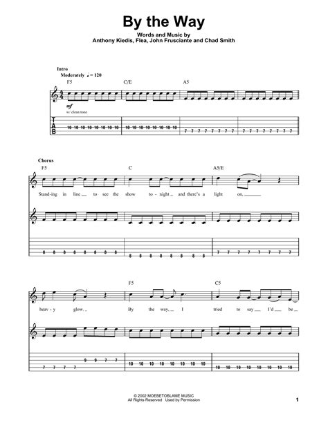 By The Way By Red Hot Chili Peppers Guitar Tab Play Along Guitar Instructor