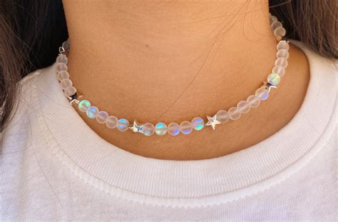 Iridescent Star Choker Dainty Jewelry Necklace Iridescent Etsy