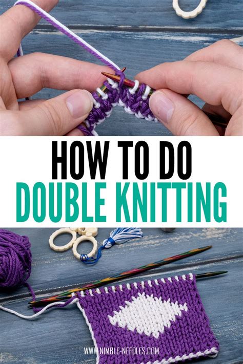 Two Hands Are Knitting Together With The Words How To Do Double