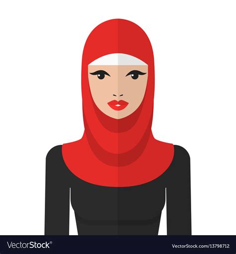 Beautiful Muslim Woman In Hijab Flat Icon Vector Image