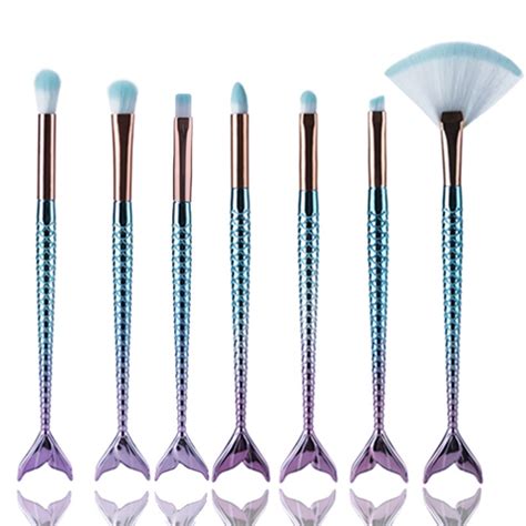 10sets lot 7pcs mermaid eyes brush set eyeshadow lip brush eye beauty tools for women cosmetic