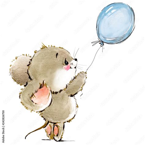 Cartoon Mouse Watercolor Illustration Cute Mice Stock Illustration Adobe Stock