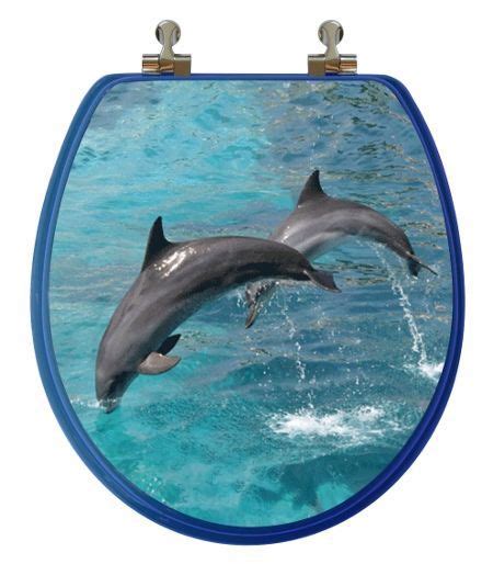 Topseat 3d Ocean Series Two Dolphins Jumping Round Toilet Seat