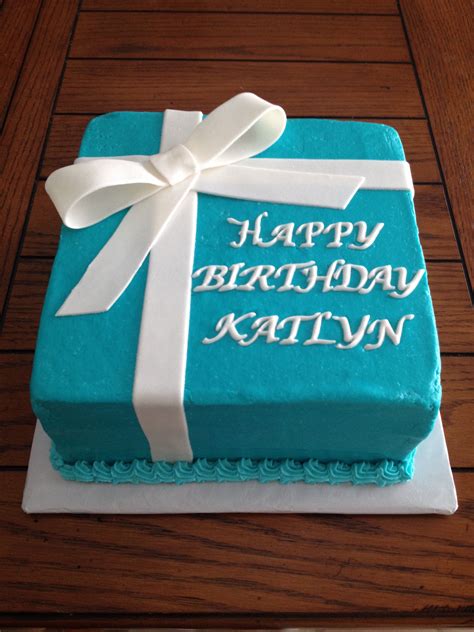 Tiffany Blue Buttercream Present Cake With Pearl Dusted Fondant Bow For