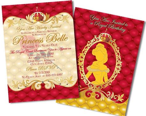 Belle Invitations Princess Party Invitations Belle Birthday