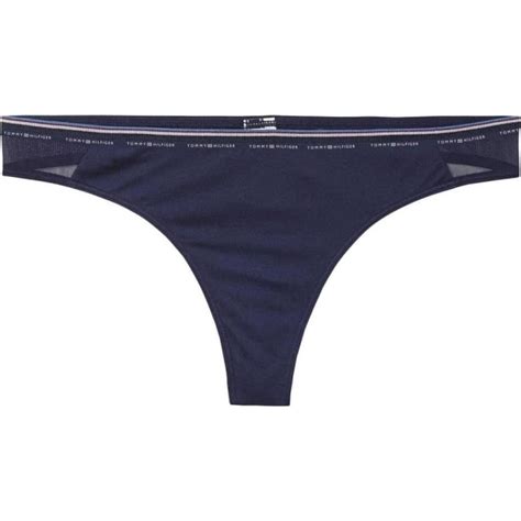 Tommy Hilfiger Womens Micro Stripe Thong Navy