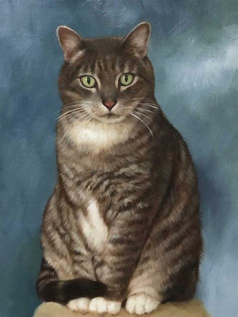 A Beautiful Acrylic Painting Of A Gray Cat Cat Portraits Cat