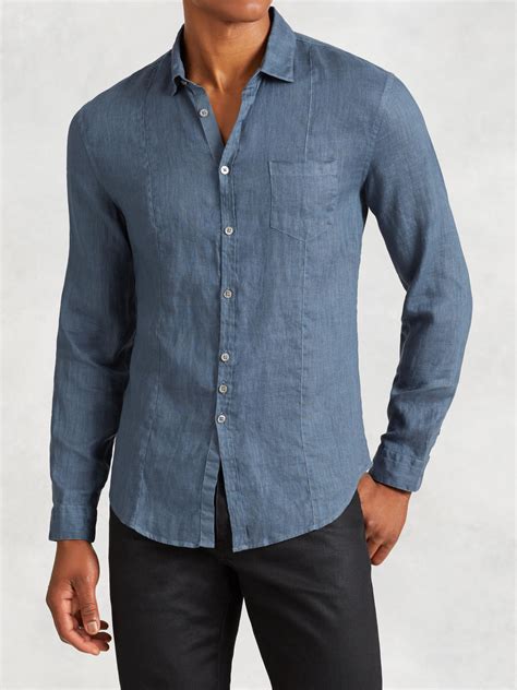 John Varvatos Linen Shirt In Blue For Men Lyst