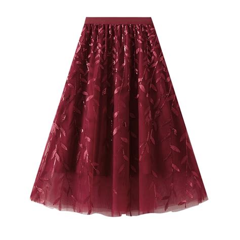 TIGENA Fashion Y2k Shiny Sequin Long Tulle Skirt For Women New Korean