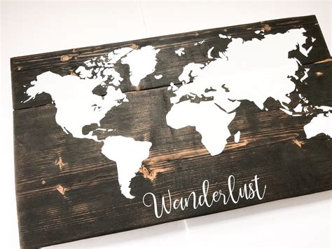 Wood World Map Wall Art Large Wooden Map Of The World With Etsy
