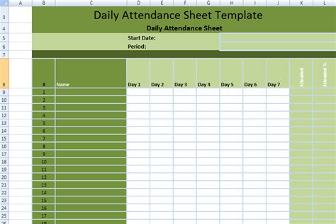 Example Of Attendance Sheet In Excel ~ Excel Templates
