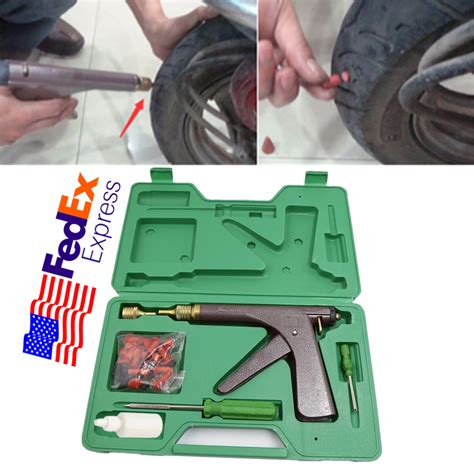 Tubeless Tire Puncture Repair Tool W Tire Mushroom Plugs Vacuum Gun Kit US Ship EBay