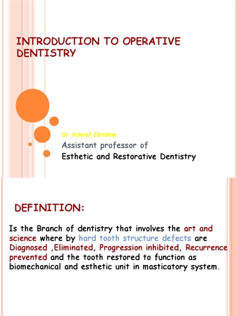 Introduction To Operative Dentistry By Dr Ashraf Pdf