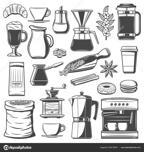 Coffee Cup And Espresso Machine Cafe Equipments Stock Vector Image By