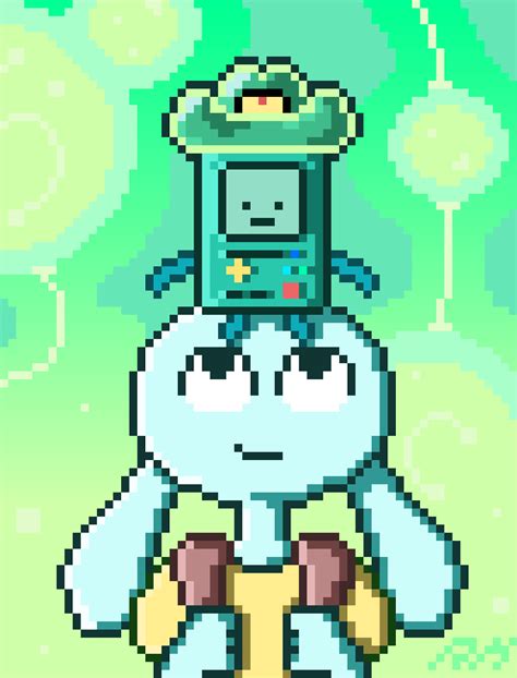 [oc] y5 and bmo from adventure time distant lands this is my very first pixel art r pixelart