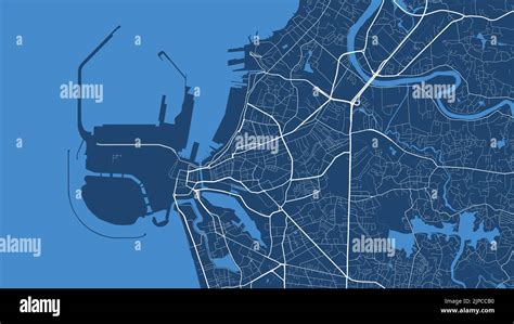 Detailed Vector Map Poster Of Colombo City Administrative Area Blue