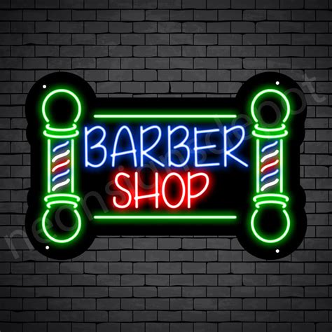 Barber Neon Sign Barbershop Two Poles Neon Signs Depot